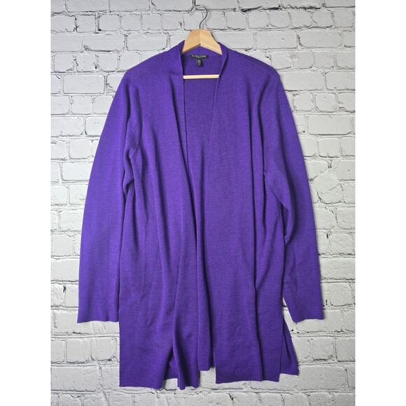 Eileen Fisher Woman Purple Open Cardigan Sweater 100% Merino Wool Size 1X - Picture 1 of 10